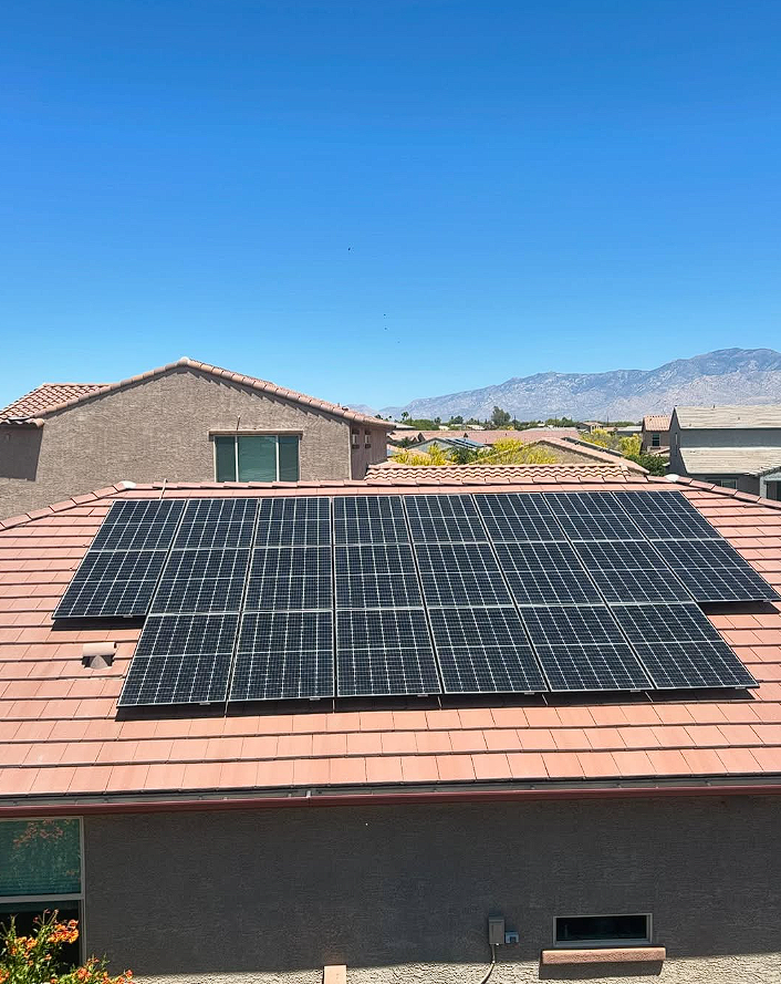 Solar installer on rooftop